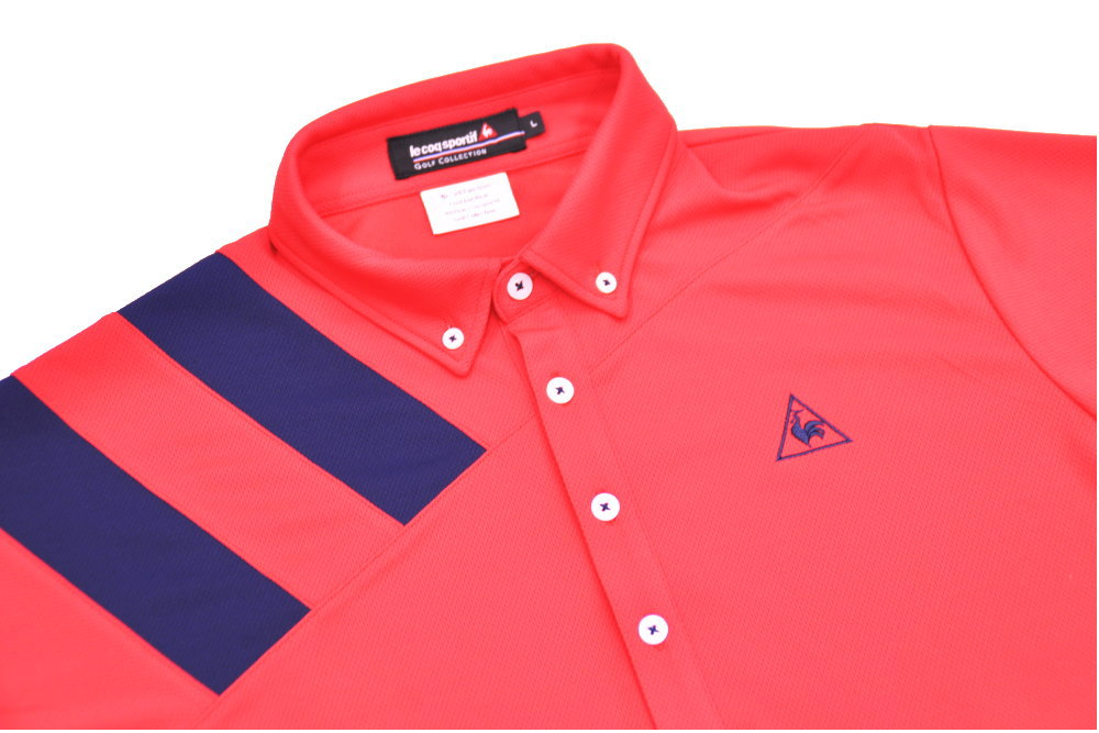 ゴルフ好きな上司への退職祝いに刺繍入り赤半袖ポロシャツ