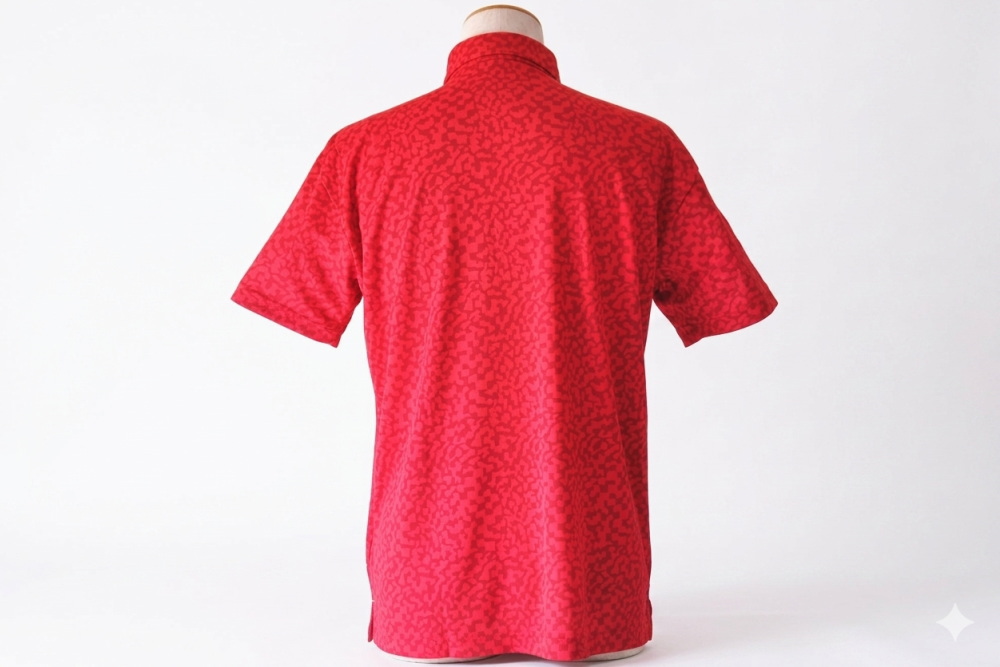 ゴルフ好きな上司への退職祝いに刺繍入り赤半袖シャツ